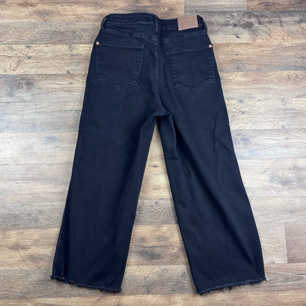 Judy Blue Jeans 11/30 Black High Waist Cropped Wide Leg Raw Hem - Picture 3 of 12